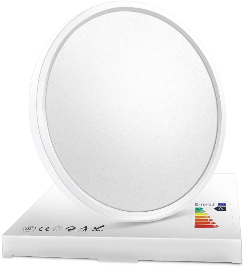 LightingWill LED Flush Mount Ceiling Light Fixture, 2800K/4000K/5000K  3200LM, 12 Inch 24W, Flat Modern Round Lighting Fixture, 240W Equivalent White Ceiling Lamp for Closets, Kitchens, Stairwells, Bedrooms.etc.
