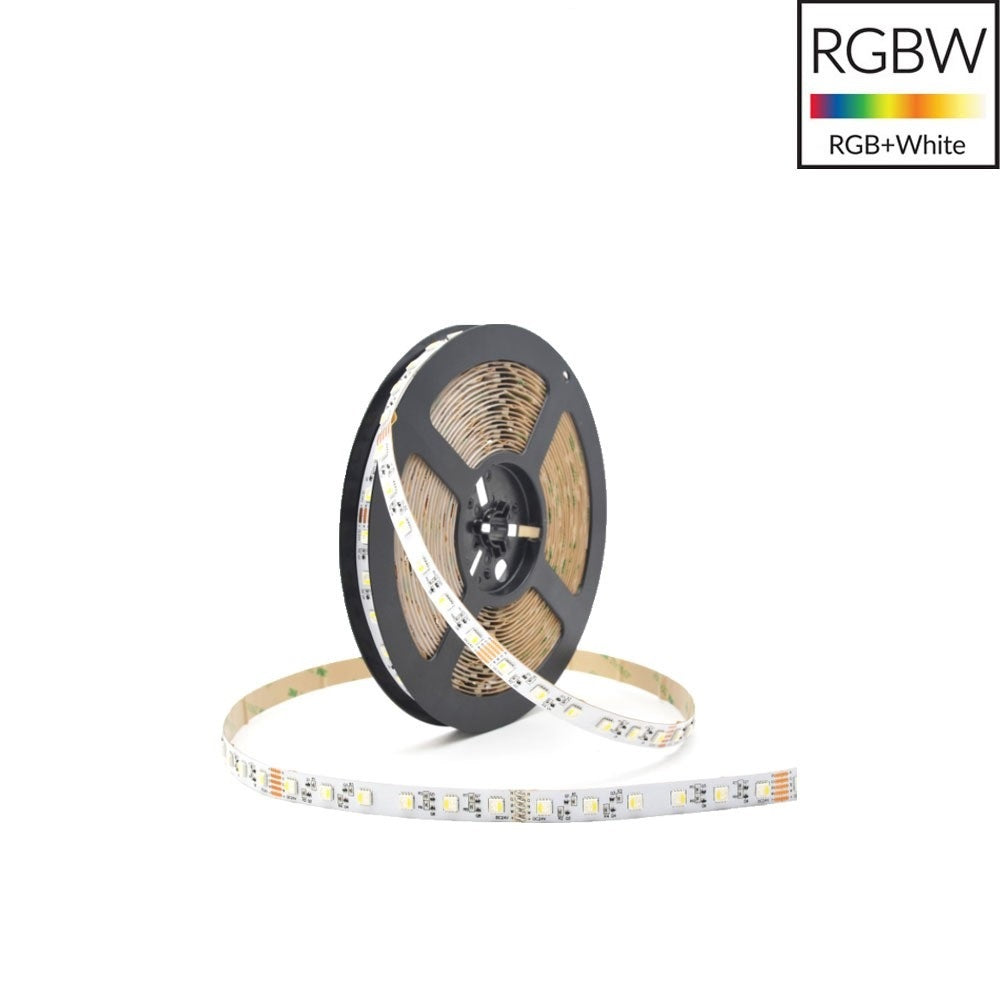 DC 12V <96W 8Amp 5Meter (16.4Ft) SMD5050 300LEDs/Roll 4in1 RGBW / RGBWW LED Flexible Strip Light 60LEDs 19.2W per Meter Ribbon Light 12mm Wide White PCB